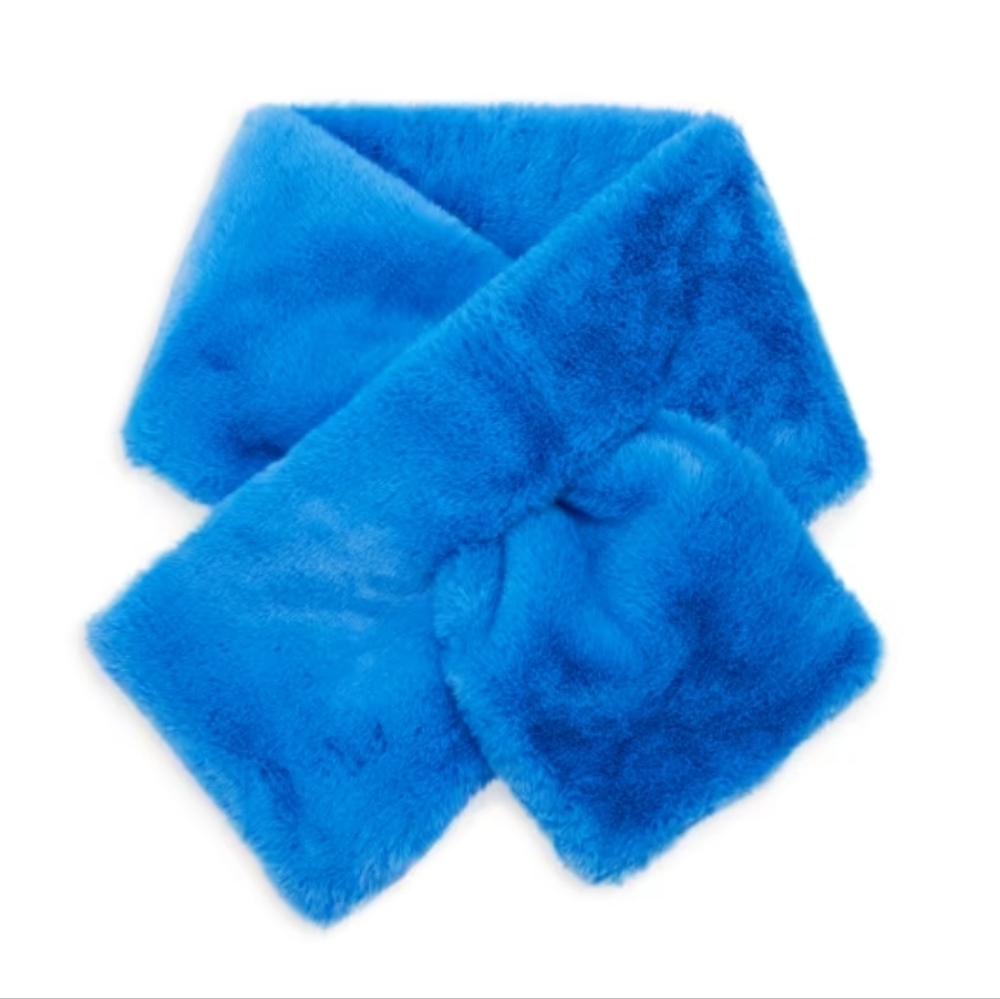 NWT Apparis Bambi Faux Fur Scarf Azure Blue Plush Vegan Cruelty Free Stole Cozy